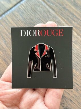 DIOR Rouge Jacket Enamel Pin with Red Accents for Blazer Suits